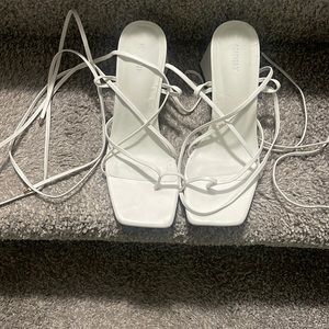White Lace up Sandal